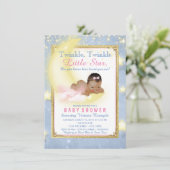 Invitation Fille Twinkle Twinkle Little Star Baby shower (Debout devant)