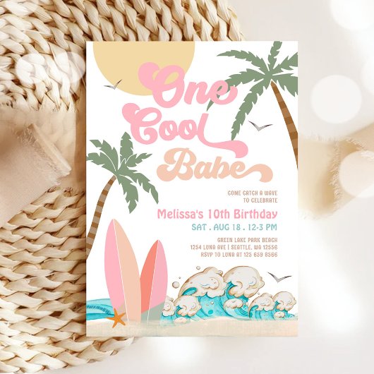 Invitation Fille Un Cool Babe Surf 1er Anniversaire Fête