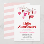 Invitation Fille Un Petit Amoureux Valentin 1er anniversaire (Devant / Derrière)