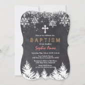 Invitation Fille Vacances d'hiver Flocons de neige Tableau Ba (Devant)