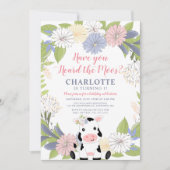 Invitation Fille vache de gerbe florale 1er anniversaire (Devant)