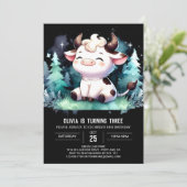 Invitation Fille vache numérique anniversaire (Debout devant)