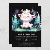 Invitation Fille vache numérique anniversaire (Devant / Derrière)