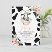 Invitation Fille Vache Rose Floral Avez-Vous Entendu Moos Ann (Debout devant)
