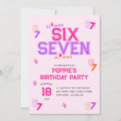 Invitation Fille Varsity Rose Violet 6 7 Mème Fête d'annivers (Devant)