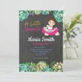 Invitation Fille verte d'anniversaire de fiesta de cactus (Debout devant)