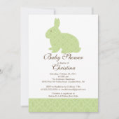 Invitation Fille verte d'invitation de baby shower de lapin (Devant)