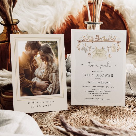 Invitation Fille Vêtements de bébé Boho Baby shower de tonali