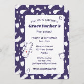 Invitation Fille Violet Menstrual Pad Première Période (Devant / Derrière)
