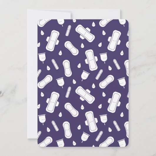 Invitation Fille Violet Menstrual Pad Première Période (Dos)
