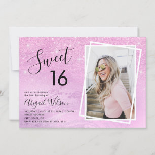 Invitation Fille violet parties scintillant sweet sixteen ann