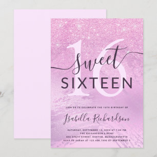 Invitation Fille violet parties scintillant sweet sixteen ann