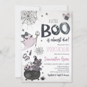 Invitation Fille Violette Fantôme Effrayant Halloween Baby Sh (Devant)