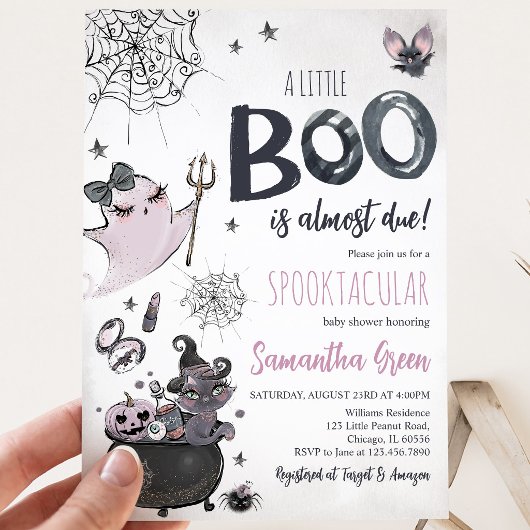 Invitation Fille Violette Fantôme Effrayant Halloween Baby Sh