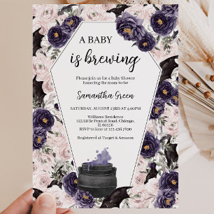 Invitation Fille Violette Gothique Baby Shower Halloween