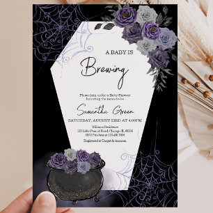 Invitation Fille Violette Gothique Baby Shower Halloween