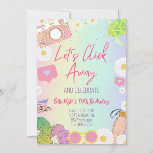 Invitation Fille VSCO Fête de Fille Adolescente en Tie-Dye Pa (Devant)