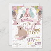 Invitation Fille Wild Boho Troisième anniversaire (Devant)