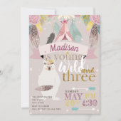 Invitation Fille Wild Boho Troisième anniversaire (Devant)