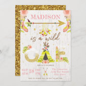 Invitation Fille Wild One Boho Première fête d'anniversaire (Devant / Derrière)