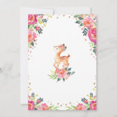 Invitation Fille Woodland Deer Floral Fawn Baby shower Party (Dos)