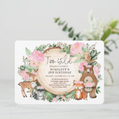 Invitation Fille Woodland florale rose 2e fête d'anniversaire (Debout devant)