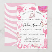 Invitation Fille Yee Haw Rodéo 2e Anniversaire (Devant / Derrière)