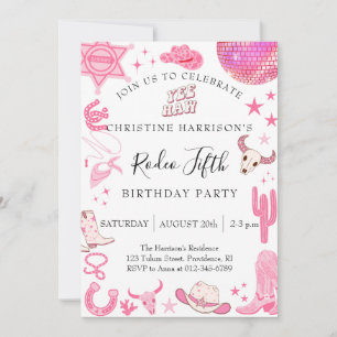 Invitation Fille Yee Haw Rodéo 5e Anniversaire
