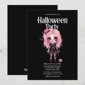 Invitation Fille Zombie Crâne rose Horreur Halloween Party (Devant / Derrière)