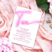 Invitation Filles 10e Ado néon Anniversaire