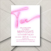 Invitation Filles 10e Ado néon Anniversaire