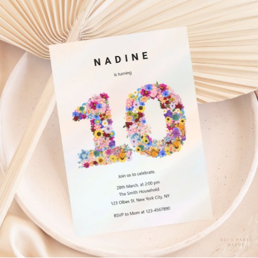 Invitation Filles 10e anniversaire Dixième anniversaire Jardi