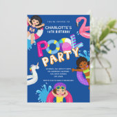 Invitation Filles 10e anniversaire Pool Party (Debout devant)