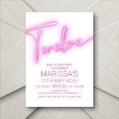Invitation Filles 12e Ado de Neon Anniversaire