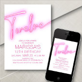 Invitation Filles 12e Ado de Neon Anniversaire
