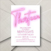 Invitation Filles 13e Ado néon Anniversaire
