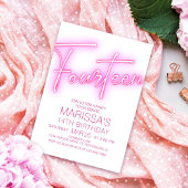 Invitation Filles 14e Ado néon Anniversaire