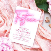 Invitation Filles 15e Ado néon Anniversaire