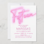 Invitation Filles 15e Ado néon Anniversaire (Devant)