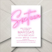 Invitation Filles 16e Ado néon Anniversaire