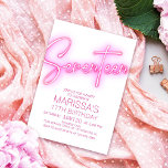 Invitation Filles 17e Ado néon Anniversaire<br><div class="desc">Offrez à votre fête un grand coup de pouce avec cette invitation néon rose 17ème anniversaire pour les filles. La typographie audacieuse et l'effet néon excitant donnent à ce design une ambiance féminine et amusante. Parfait pour l'anniversaire de votre fille préférée. Commandez vos invitations imprimées et les fournitures de fête...</div>