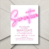 Invitation Filles 17e Ado néon Anniversaire