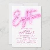 Invitation Filles 18e Ado néon Anniversaire (Devant)