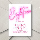 Invitation Filles 18e Ado néon Anniversaire