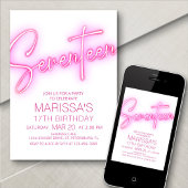 Invitation Filles 18e Ado néon Anniversaire