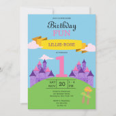 Invitation Filles 1er anniversaire fête rose (Devant)