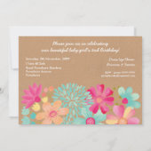 Invitation Filles 1er Anniversaire Numéro de fête Photo Invit (Dos)