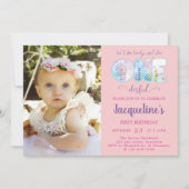 Invitation Filles 1er Anniversaire ONEderful Pretty Rose (Devant)