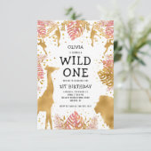 Invitation Filles 1er anniversaire Pink Gold Safari (Debout devant)