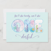 Invitation Filles 1er Anniversaire Sous La Mer Jolie (Dos)